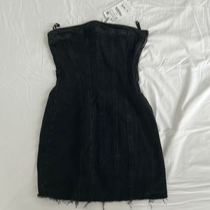 NWT Zara black denim mini dress